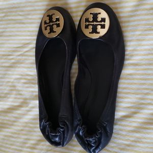8M Tory Burch Brown Leather Reva Flats
